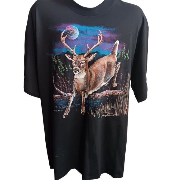 XL Vintage Single Stitch T-shirt 1994 Hazelwoods Deer NWOT NEW Deadstock Nature - Picture 2 of 9